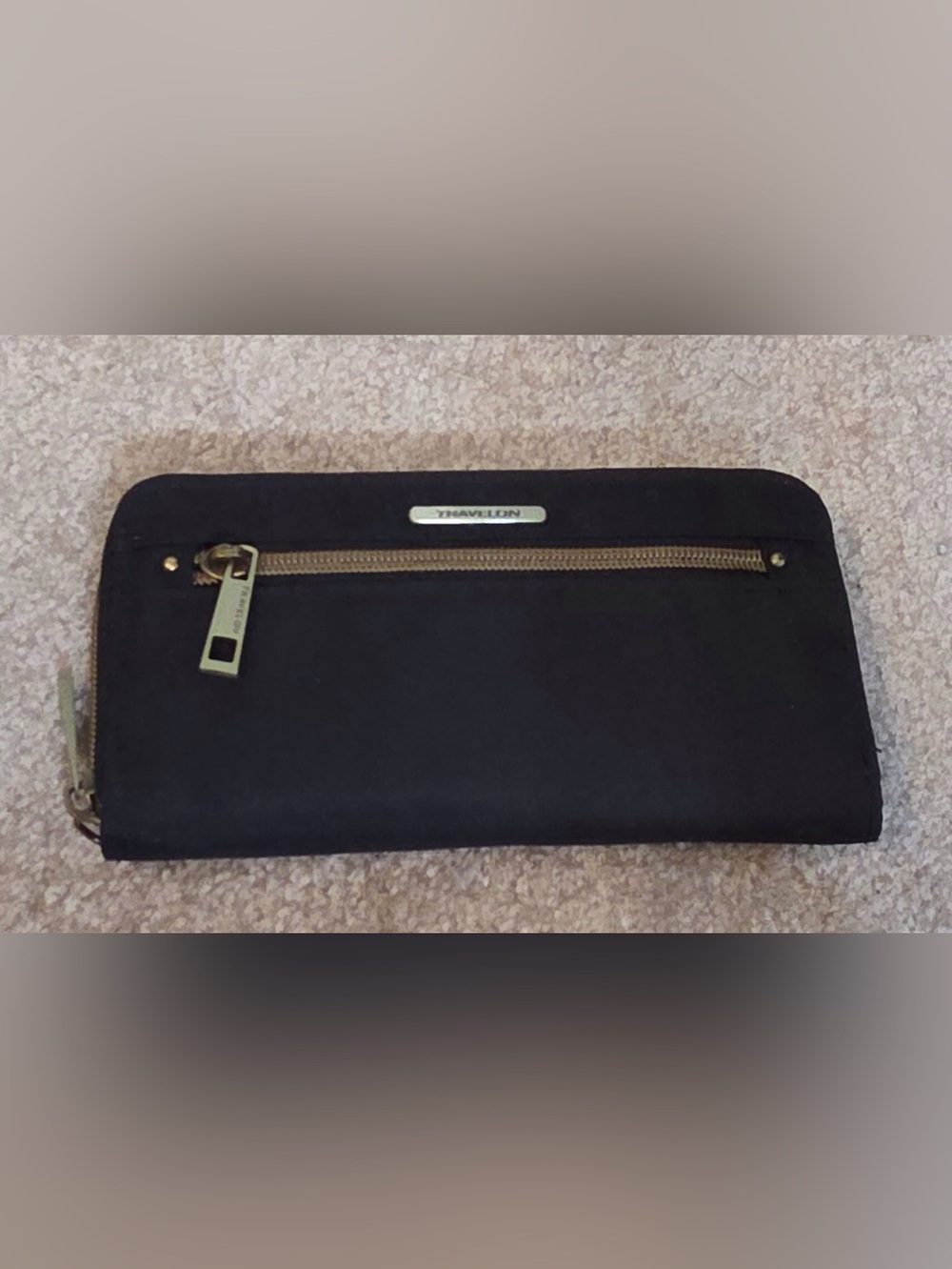 Travelon Black Nylon Zip-Around Slim Wallet with Front Pocket